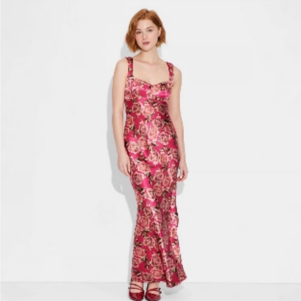 NWT XL Women's Cap Sleeve Satin Maxi Bodycon wedding guest special occasion